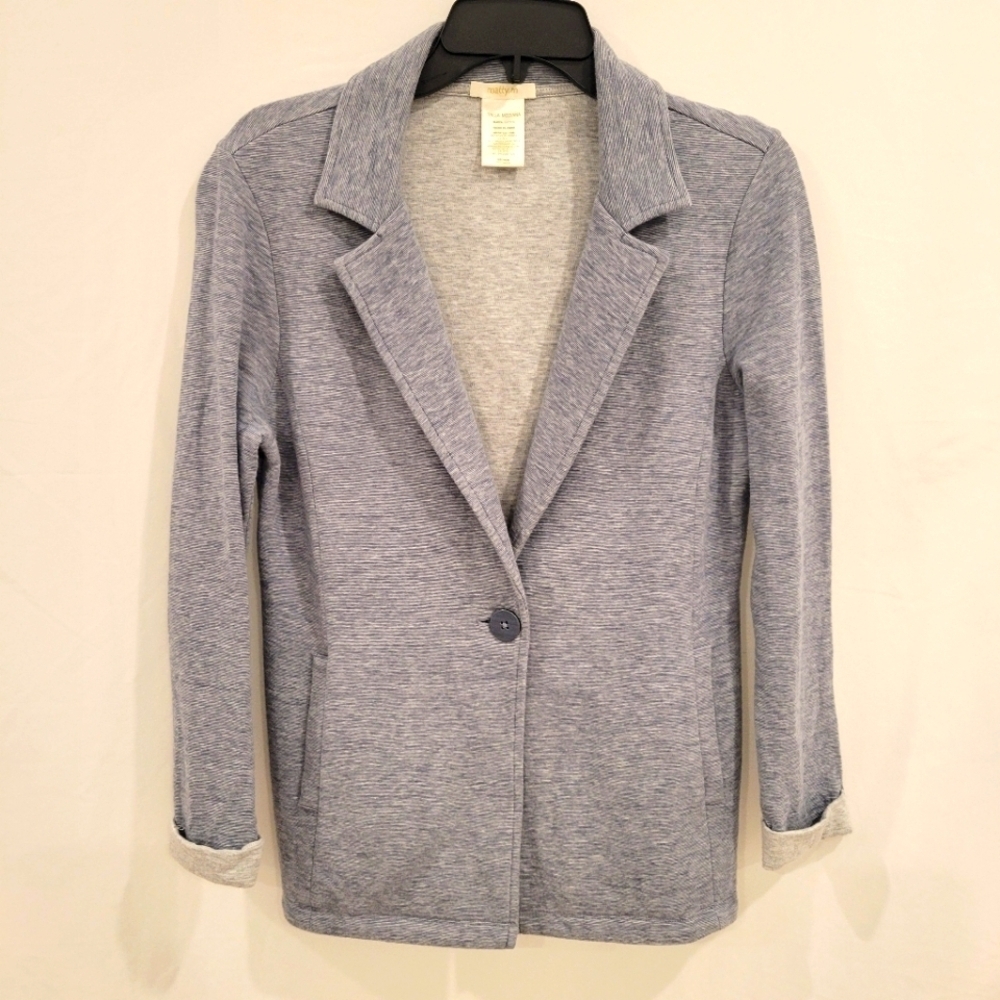 Matty M Single Button Rolled Sleeve Cotton Blazer size medium